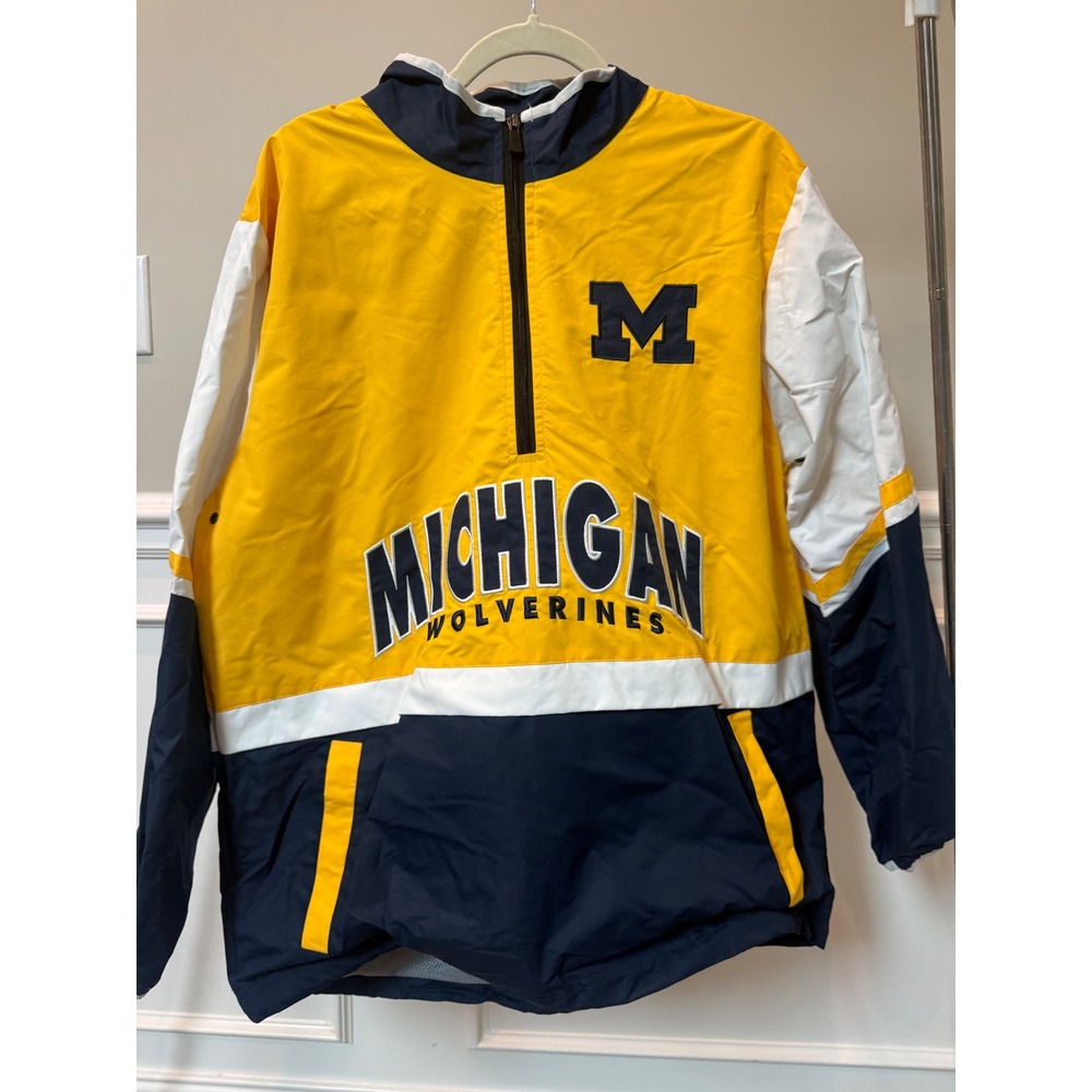 Franchise Club Michigan Wolverines Quarter Zip Windbreaker Jacket Mens Large L